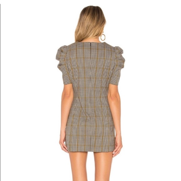NEW Amanda Uprichard Westwick Checkered Puff Sleeve Plaid Mini Dress Large - Picture 4 of 17